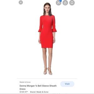 Donna Morgan Crepe Bell Sleeve Bodycon Dress